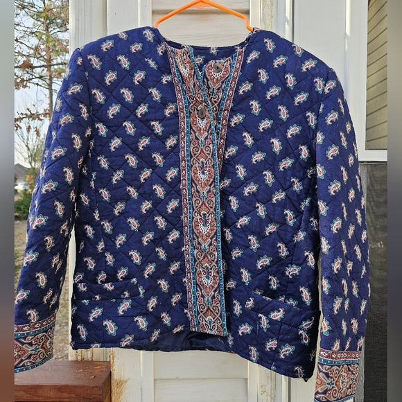 Vera Bradley Jackets & Blazers - Vintage 70s Quilted Vera Bradley USA Blue Paisley Coat Jacket size L Indiana‎